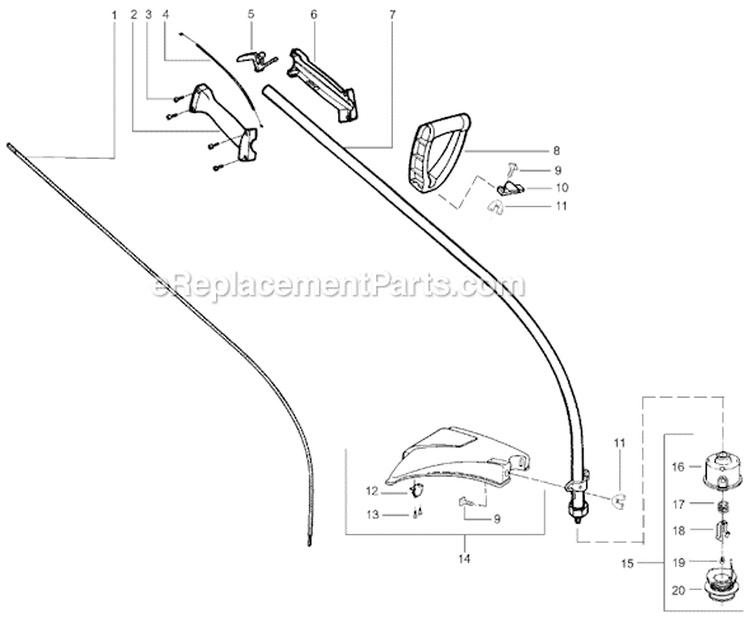 Page E Diagram and Parts List for XT200 Type 2 Weed Eater Trimmer